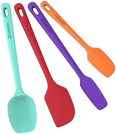 ChefAide 4 Pieces Silicone Spatulas Set, Heat Resistant Rubber Spatula by ChefAide