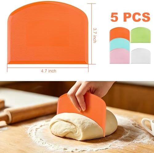 Flexible Dough Scraper & Cutter Set, 5-Piece Bench & Bowl Scrapers - Image 2
