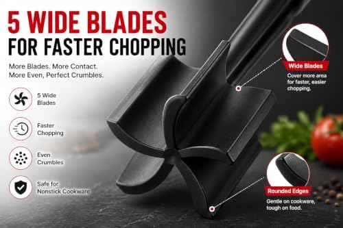 Meat Chopper & Hamburger Nylon Meat Masher 5-Blade Ground Beef Chopper - Image 3