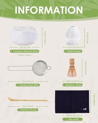 Matcha Whisk Set, Matcha Set Includes Bamboo Whisk, Ceramic Bowl - Image 6