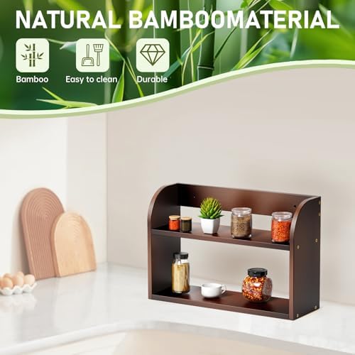 ROMGUAR CRAFT 2 Tier Bamboo Spice Rack, Countertop or Wall Mounting - Image 5