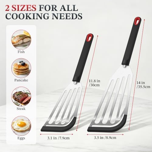 2Pcs Silicone Fish Spatula for Nonstick Cookware, Slotted Turner for Cooking - Image 3