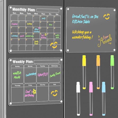 DIYMAG Magnetic Calendar for Refrigerator 3PCS Fridge Magnet Clear Acrylic by DIYMAG