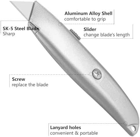 DIYSELF 2 Pack Box Cutter Knives, All-Metal Retractable Utility Knives - Image 6