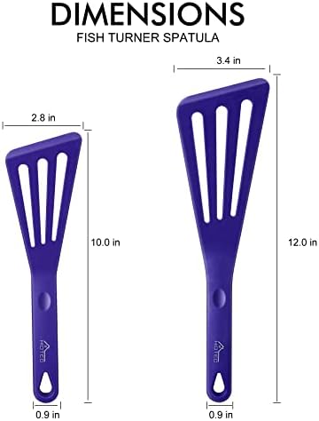 HOTEC 2-Pack Silicone Slotted Fish Turner Spatula Set, Classic Blue - Image 2