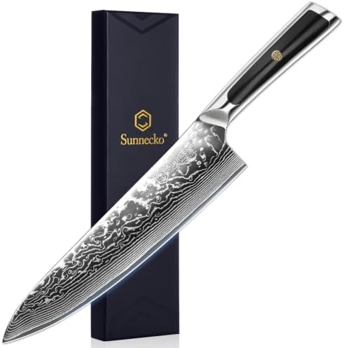 Sunnecko 8 Inch Japanese Damascus Chef Knife by Sunnecko