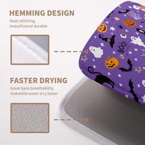 Halloween Dish Drying Mat for Kitchen Counter Cute Cat Boo Bats Skull Drying - Image 4