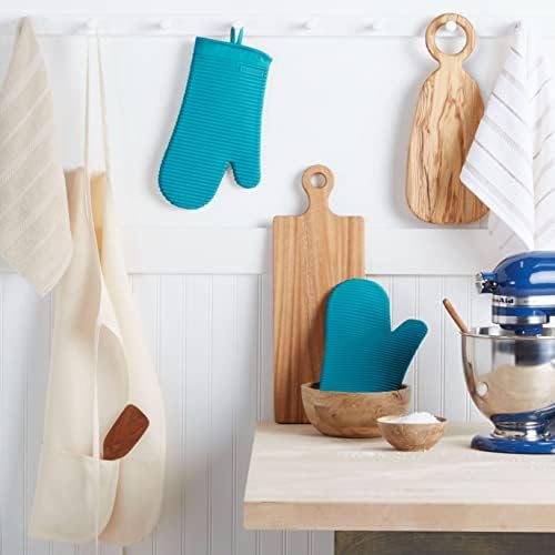 KITCHENAID Ribbed Soft Silicone Oven Mitt 2-Pack Set, Ocean Drive - Image 2
