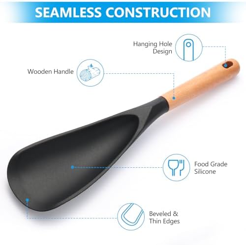 2 Pcs Wooden Handle Silicone Cooking Spoon Set - Image 4