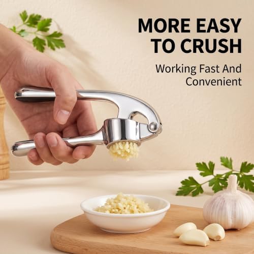 Garlic Press Stainless Steel, 2 in 1 Garlic Mincer & Herb Scissors, Dishwasher - Image 5