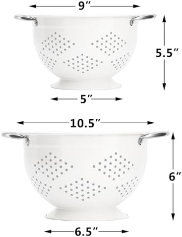 Rorence Powder Coated Steel Colanders: 3 Quart and 5 Quart Set of 2 - Image 2