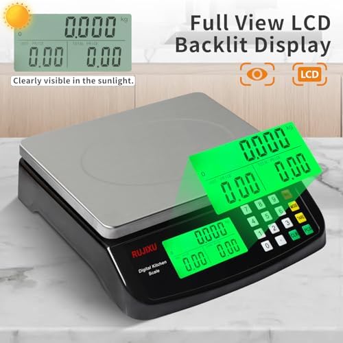 Large Digital Kitchen Scale Black 30kg/66lb Commercial Food Scale Stainless - Image 3