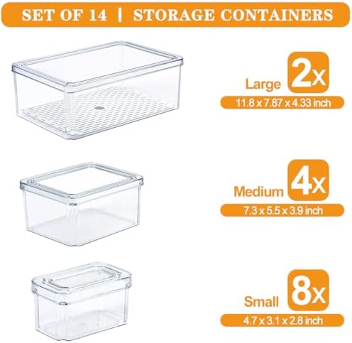 14Pack Fridge Organizer, Stackable Refrigerator Organizer Bins - Image 2