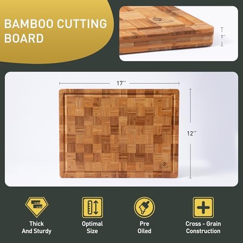 Bamboo Cutting Board 17'' Wood Cutting Boards - Image 3