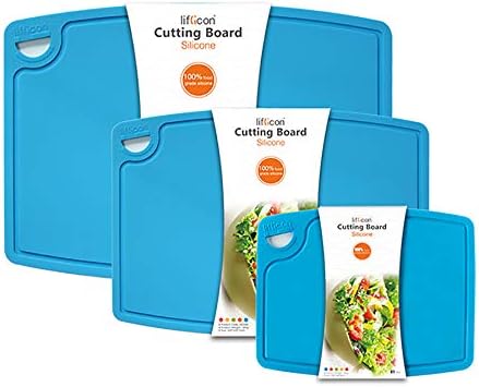 Liflicon Silicone Thick Cutting Boards Mats Set of 3pcs Foldable & Flexible by Lifeisfullofsurprises