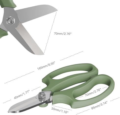 Housolution Flower Scissors, Steel Garden Pruning Shears, Avocado Green - Image 6