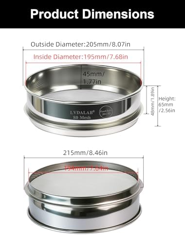 8" Full 304 Stainless Steel Lab Sieve, 80 Mesh - Image 5