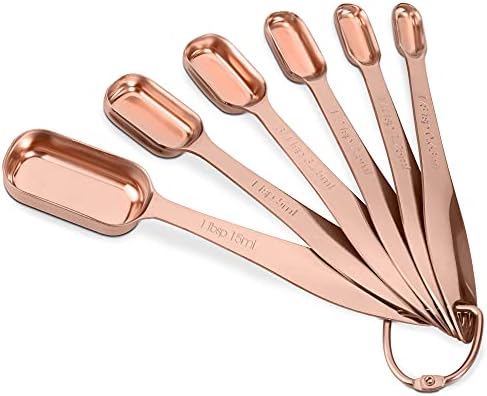 6-Piece 18/8 Stainless Steel Measuring Spoons Set, Rose Gold by ALLWIN-HOUSEWARE