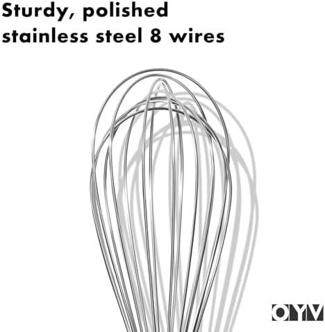 OYV 8" Small Whisk, 18/10 Stainless Steel Whisk, Ergonomic Handle - Image 6