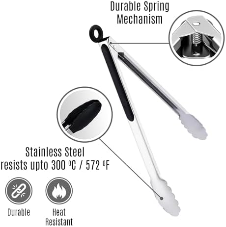 Stainless Steel Kitchen Tongs Set, 2 Pack - Image 2