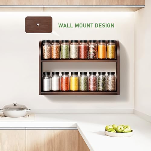 ROMGUAR CRAFT 2 Tier Bamboo Spice Rack, Countertop or Wall Mounting - Image 2