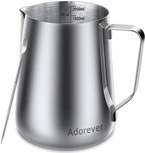 Milk Frothing Pitcher, 66oz Steaming Pitcher Stainless Steel Espresso Machine by Adorever