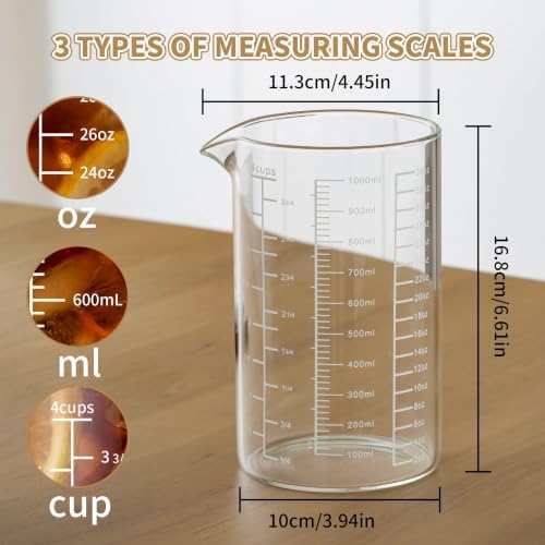 DOPUDO 1000ml Glass Measuring Cup - Image 2