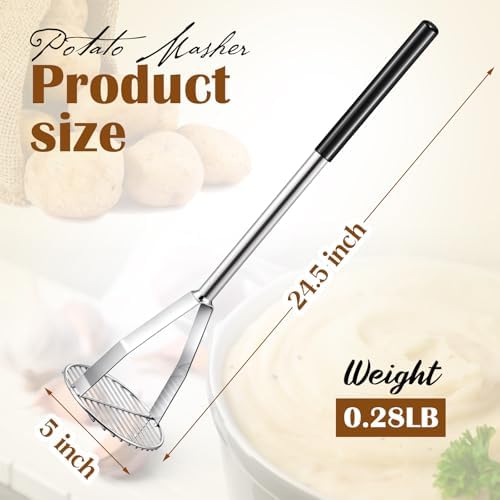 Sawysine 2 Pcs 5 x 24.5 Inch Round Potato Masher - Image 2