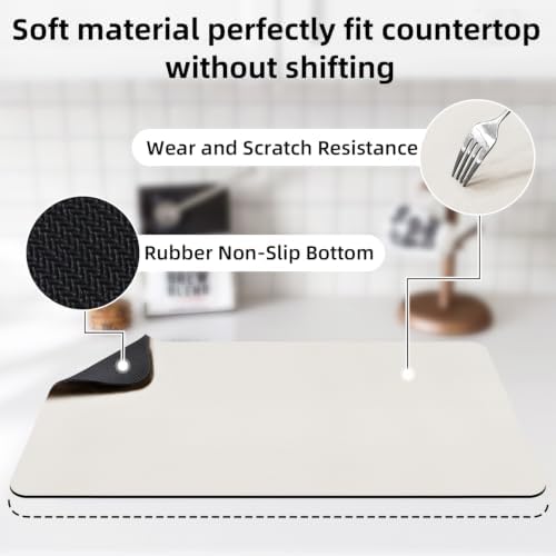 LOPNUR Large Dish Drying Mat for Kitchen Counter, Cream White - Image 4