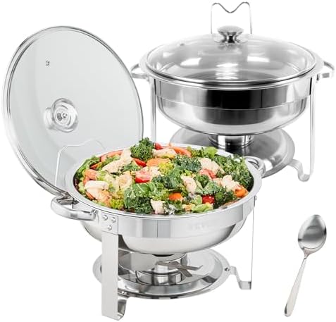 VEVOR Chafing Dish Buffet Set, 4 Qt 2 Pack, Stainless Steel Chafer, Round by VEVOR