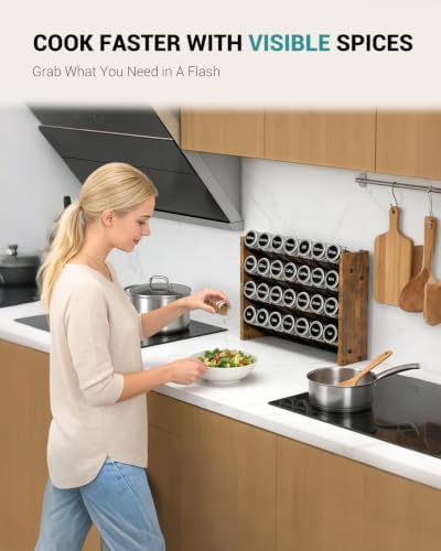 Spice Rack Organizer with 28 Glass Jars, - Image 4
