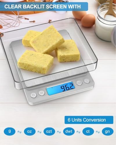 AMIR Digital Kitchen Scale, 3000g 0.01oz/ 0.1g Pocket Coffee Scale, Mini Food - Image 3