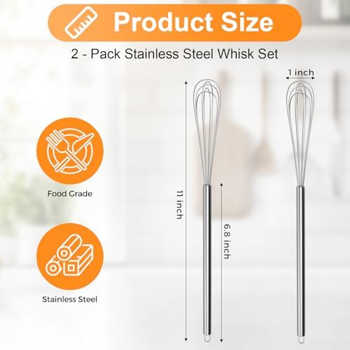 2‑Pcs 11‑Inch Mini Whisk, Small Whisk - Image 2
