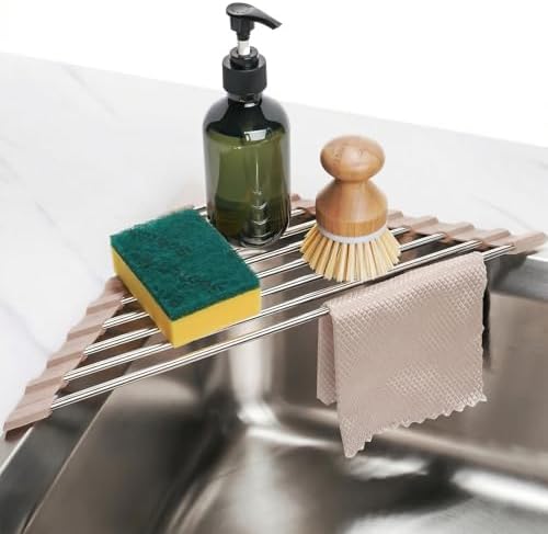 Tomorotec Triangle Roll Up Dish Drying Rack 304 Stainless Steel Beige by Tomorotec