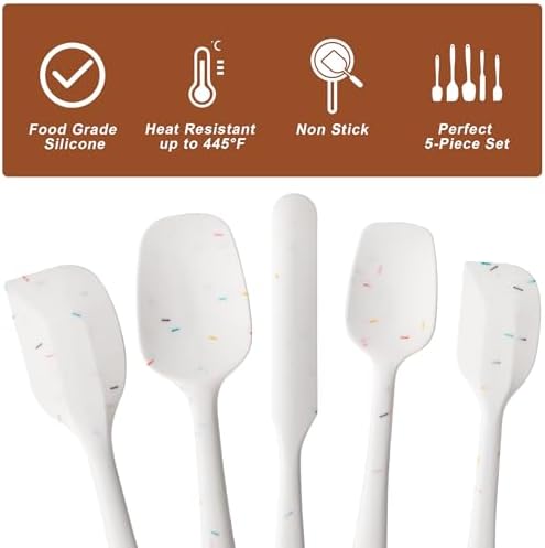 Silicone Spatula Set, 5 Piece Food Grade Rubber Spatulas, Candy Color - Image 3