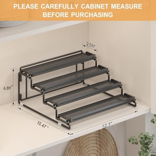 2 Pack Spice Rack Organizer for Cabinet, 4 Tier Black Seasoning Organizer Rack - Image 4