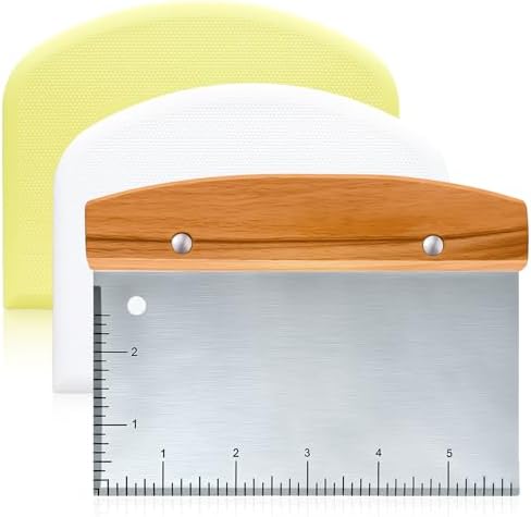 Versatile Bench Scraper with Wood Handle, Premium Stainless Steel Dough Scraper by Unknown