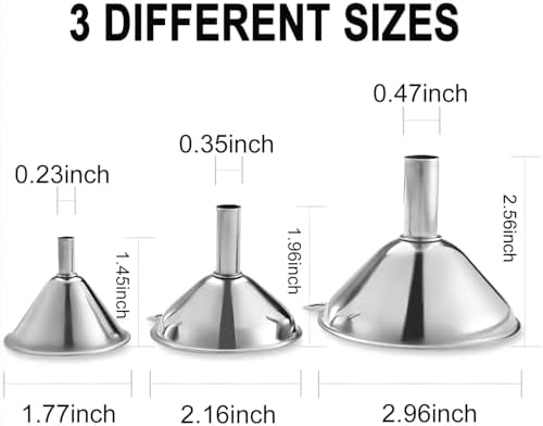 Funnels for Kitchen Bottle Filling, Lmoszuak Mini Stainless Steel Funnels - Image 2