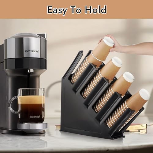 CURTA Paper Cup and Lid Holder, Disposable Paper Cup Dispenser 4 Compartment - Image 4