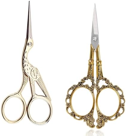 BIHRTC Gold Vintage Plum Blossom Scissors and Classic Crane Design Sewing by HOME
