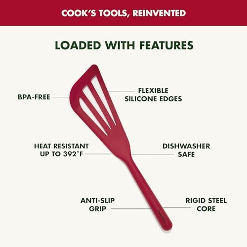 GreenPan Silicone Fish Turner Spatula, Slotted Cooking Kitchen Utensil - Image 4