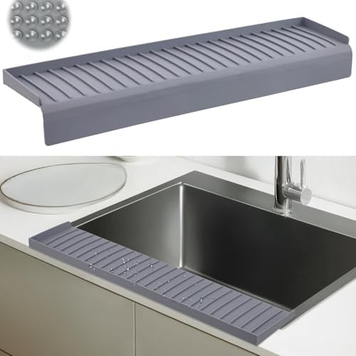 Sink Edge Protector with Suction Cup 4"x30" 20" 14" Silicone Sink Splash Guard by AyNirser