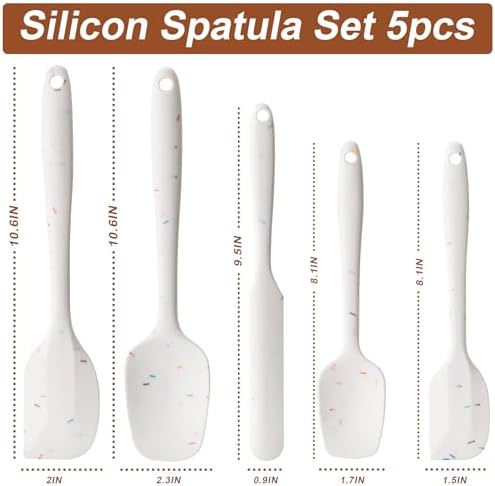 Silicone Spatula Set, 5 Piece Food Grade Rubber Spatulas, Candy Color - Image 2