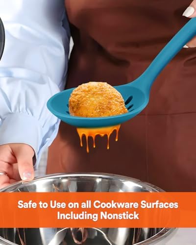 Badiano Silicone Kitchen Ladle Strainer, Large Slotted Spoon - Image 5