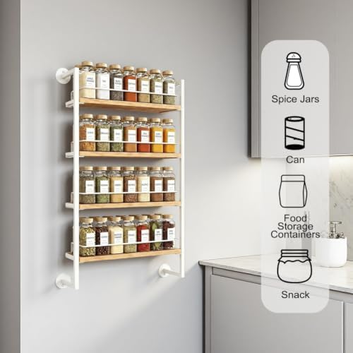 4 Tier Spice Rack Wall Mounted for Kitchen, Large Capacity Organizer - Image 6