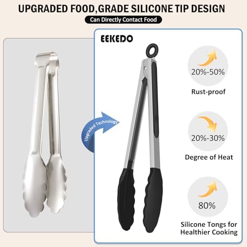 Kitchen Tongs with Silicone Tips, Tongs - Image 3