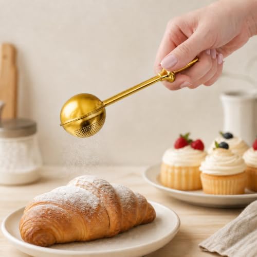 Flour Sifter for Baking Bread 304 Stainless Steel One-Hand Duster Wand Spring - Image 2