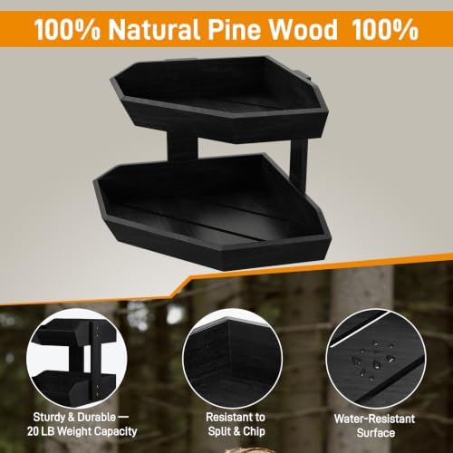 Wooden Fruit Basket for Kitchen Counter 2 Tier Fruit Bowl for Corner - Image 5