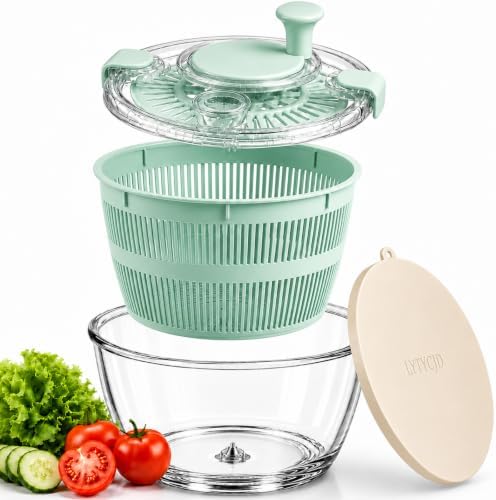 Large 5.2 Qt Glass Salad Spinner by LY