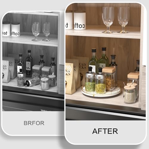 Oroyutor 10-Inch White Wooden Lazy Susan Spice Organizer - Image 2